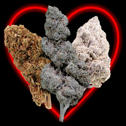 Valentine cannabis bundle with THCA indoor flower and CBD Pineapple Express